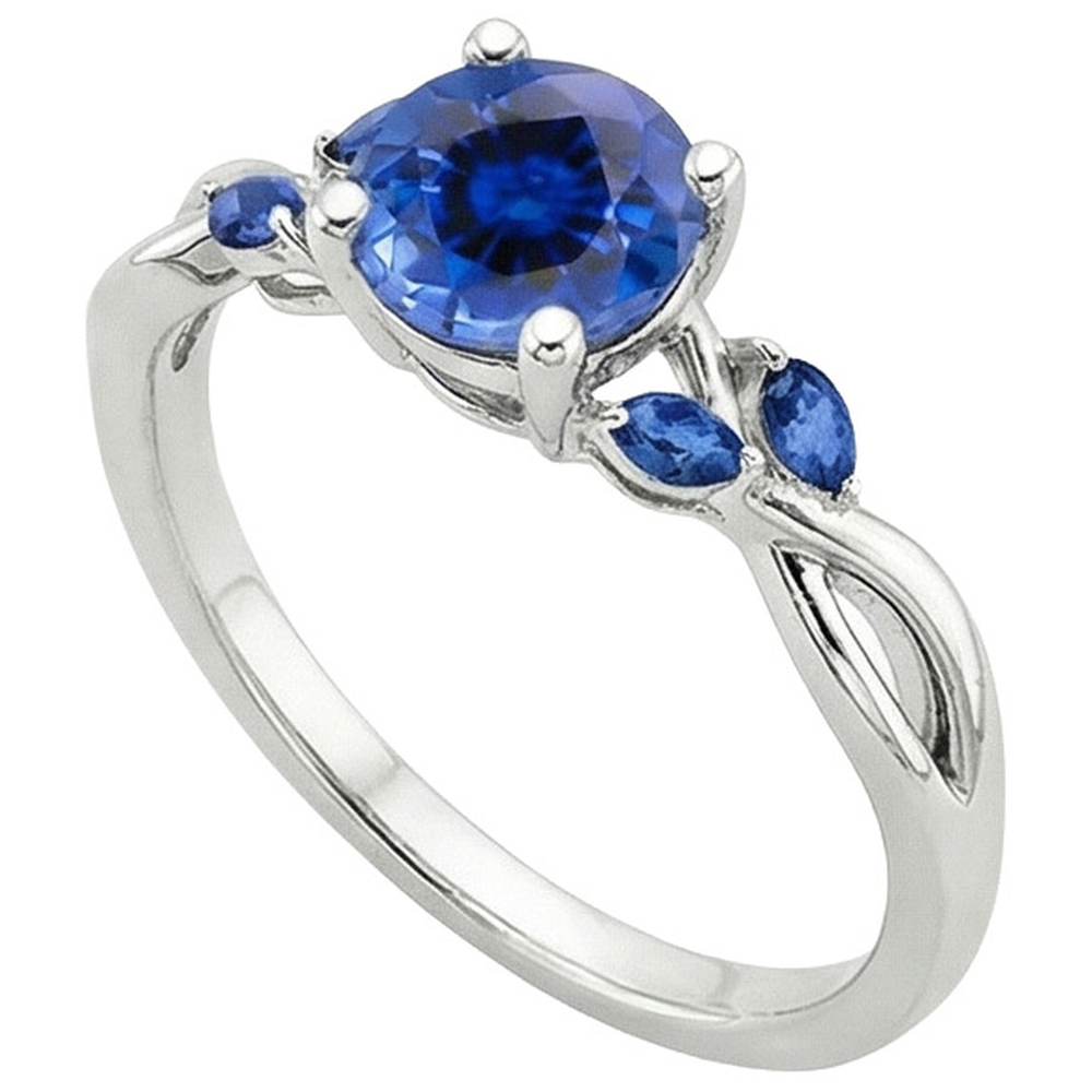 Anello da donna con zaffiri di Ceylon tondi e marquise 2.50 carati