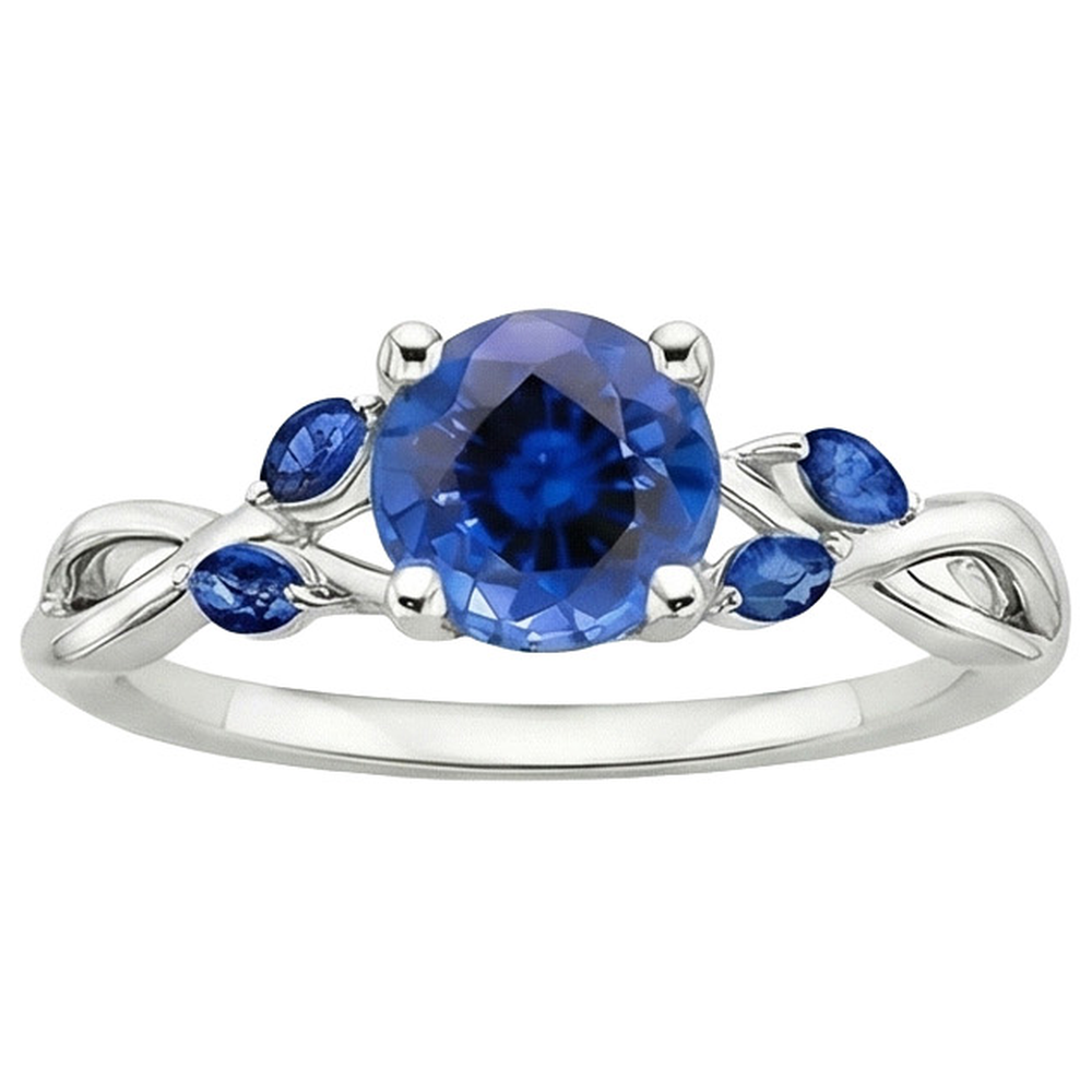 Anello da donna con zaffiri di Ceylon tondi e marquise 2.50 carati