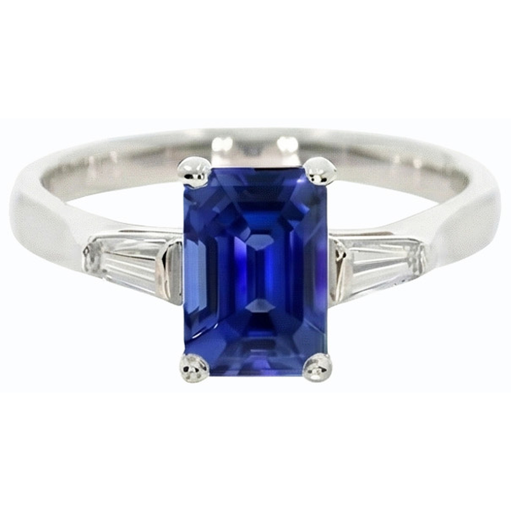 vero baguette diamante 3carati anello dettaglio ravvicinato