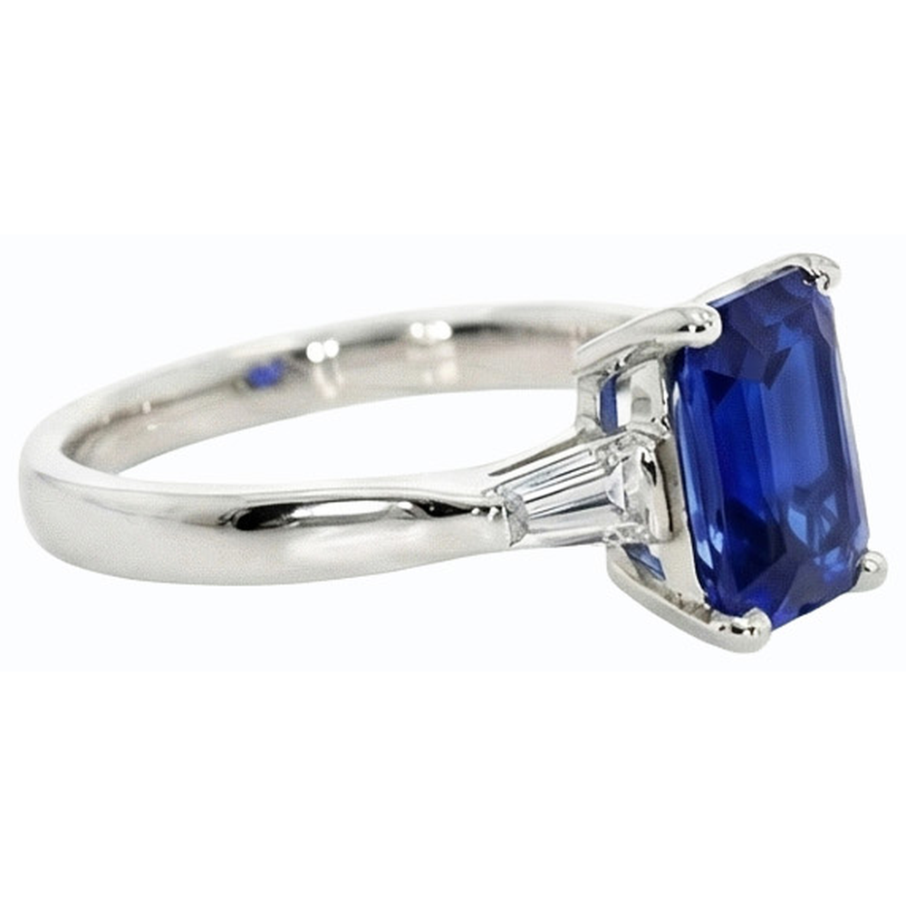vero baguette diamante 3carati anello vista dall'alto