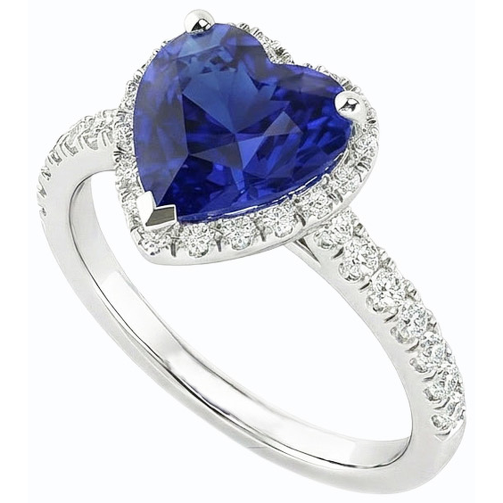 Anello da donna con zaffiro Srilanka e diamanti 3.50 carati