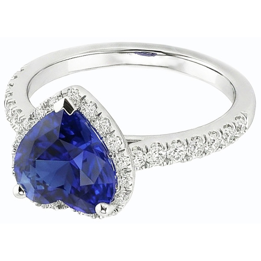 Anello da donna con zaffiro Srilanka e diamanti 3.50 carati