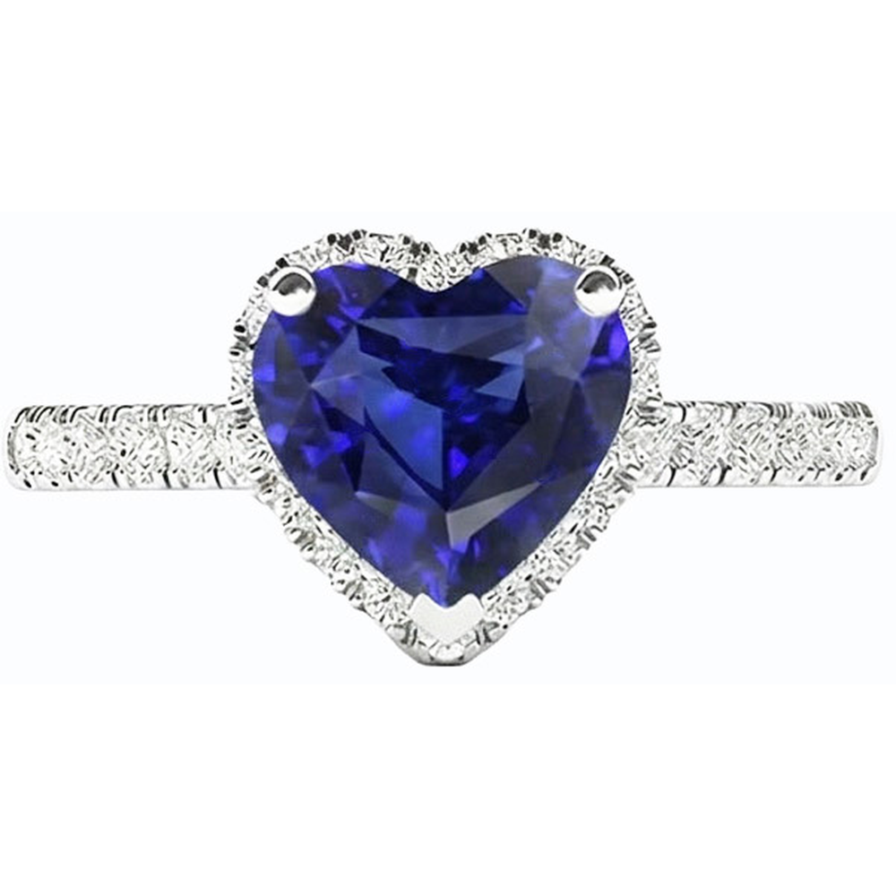 Anello da donna con zaffiro Srilanka e diamanti 3.50 carati