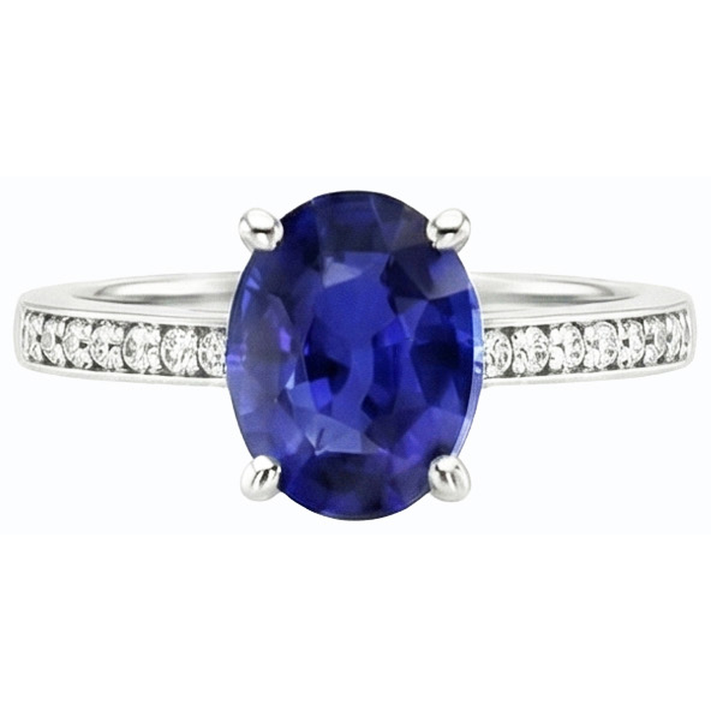 Anello da donna con zaffiro di Ceylon con gemme e diamanti. 4.50 carati