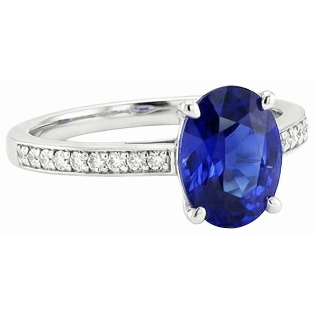 Anello da donna con zaffiro di Ceylon con gemme e diamanti. 4.50 carati