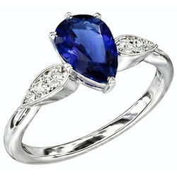 Anello da donna con zaffiro di Ceylon da 2 carati e diamante in oro bianco 14K