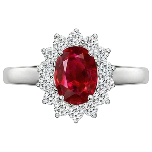vero oval diamante 5.50carati anello vista frontale