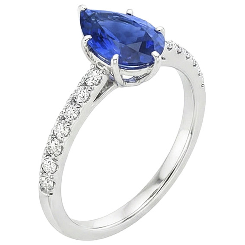 vero pear diamante 5carati anello dettaglio ravvicinato