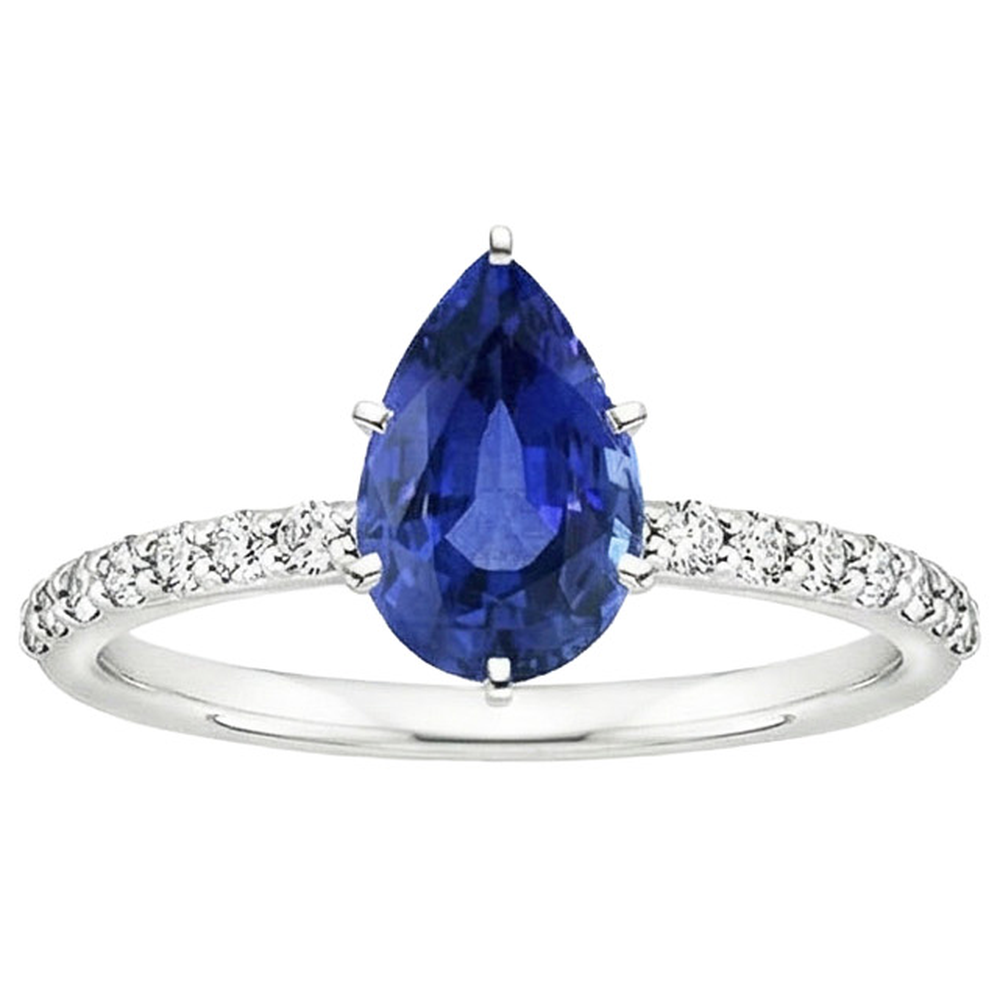 vero pear diamante 5carati anello vista dall'alto