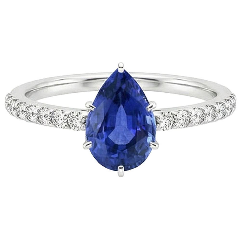 vero pear diamante 5carati anello vista di profilo