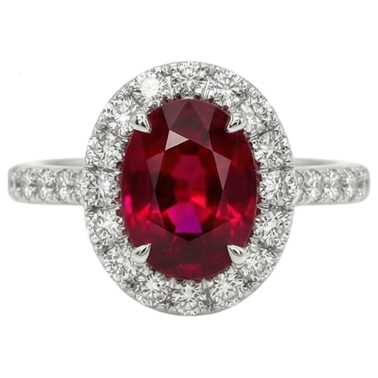 vero oval diamante 4.50carati anello vista frontale