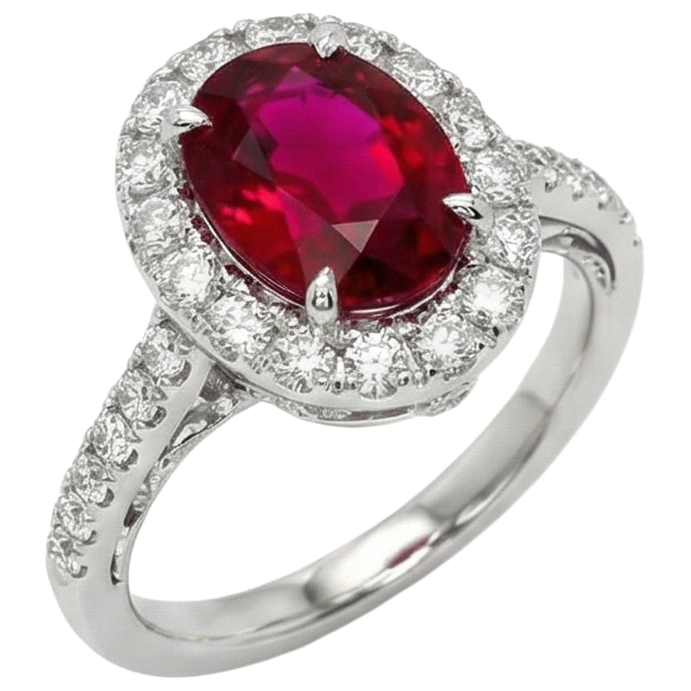 vero oval diamante 4.50carati anello angolo laterale