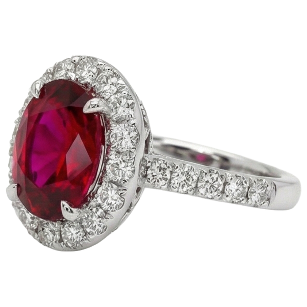 vero oval diamante 4.50carati anello dettaglio ravvicinato