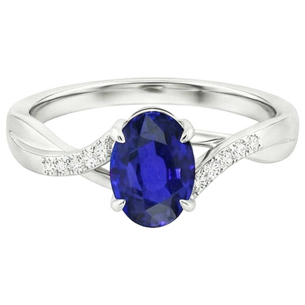 vero oval diamante 4.75carati anello angolo laterale