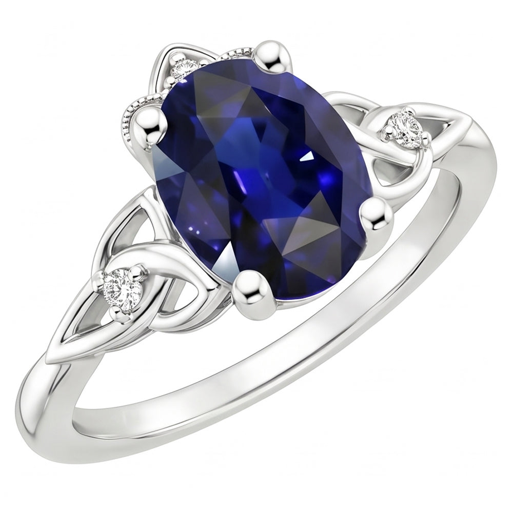 Anello da donna in oro con diamanti piccoli in stile vintage con zaffiro blu 2.50 carati