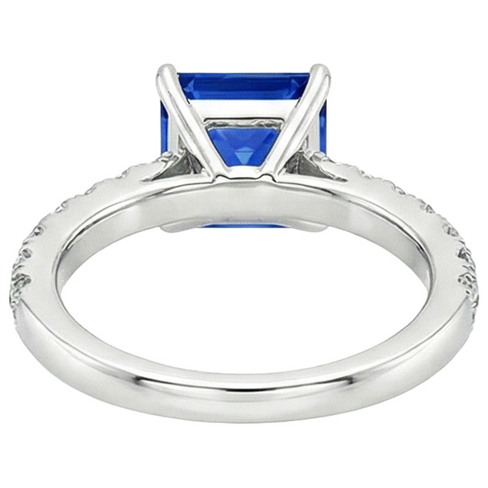 Anello da donna in oro con diamanti. zaffiro blu principessa accentato 4.50 carati