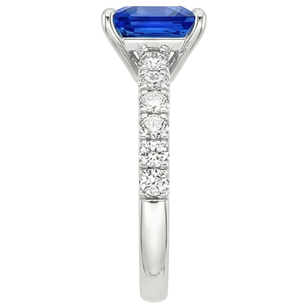 Anello da donna in oro con diamanti. zaffiro blu principessa accentato 4.50 carati