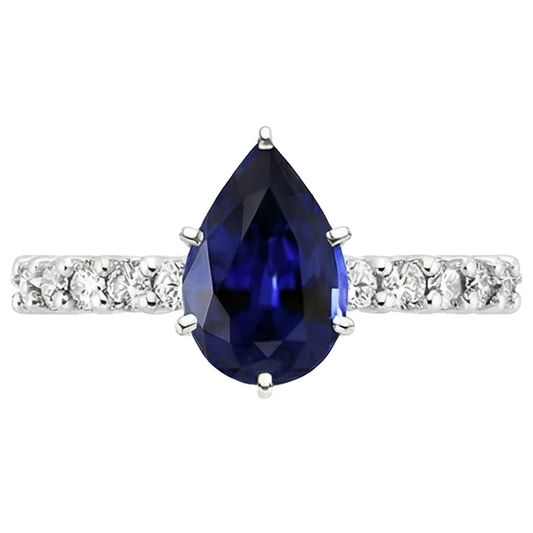 Anello da donna in oro con pietre preziose. zaffiro blu e diamanti 7.25 carati