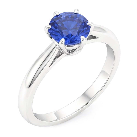 Anello da donna in oro con solitario zaffiro blu 1.50 carati con gambo pizzicato