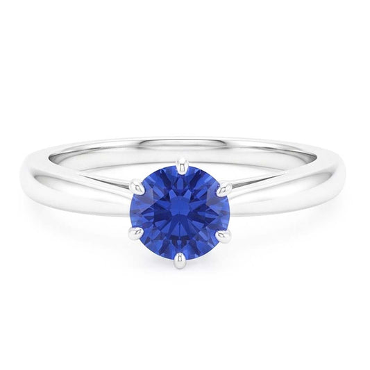Anello da donna in oro con solitario zaffiro blu 1.50 carati con gambo pizzicato