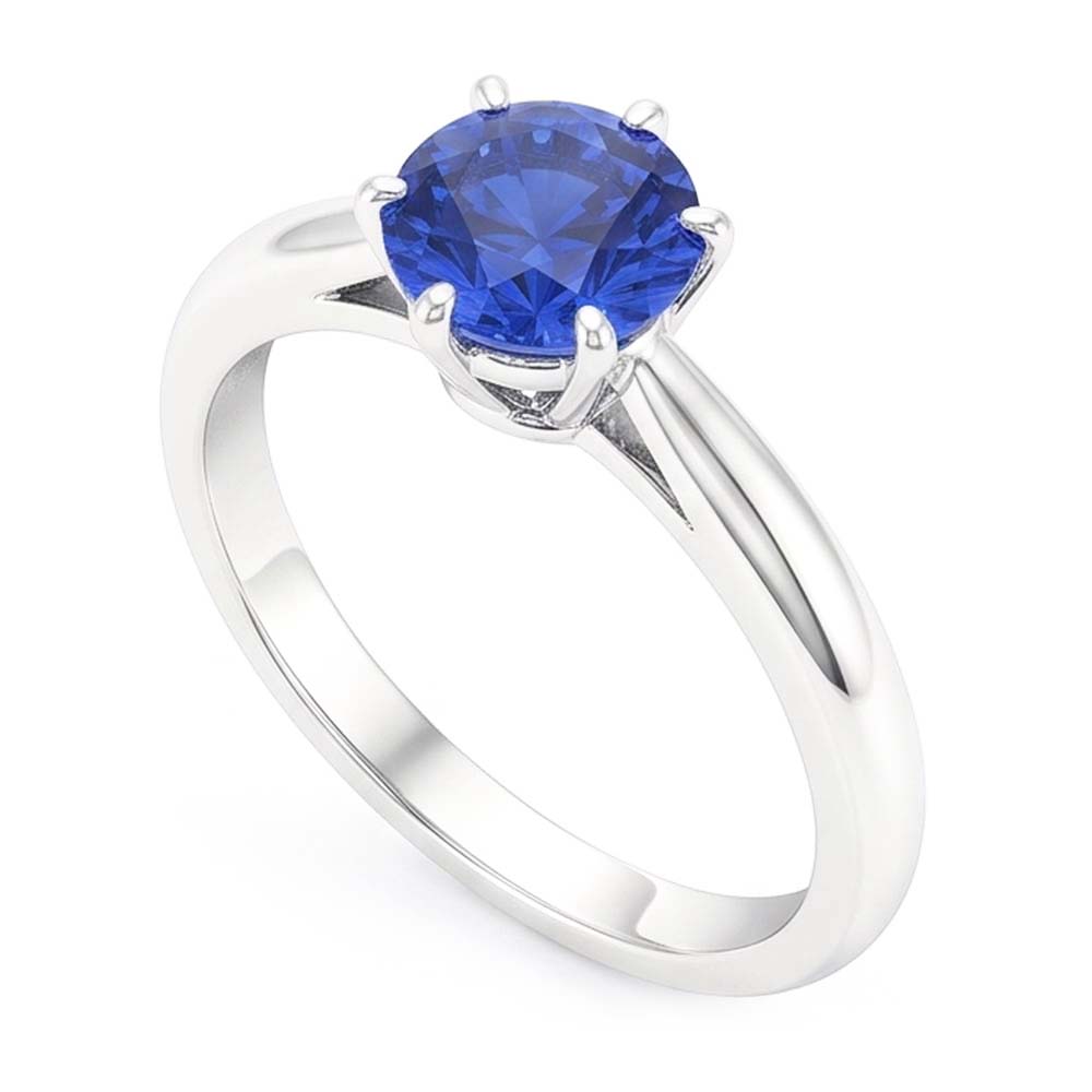 Anello da donna in oro con solitario zaffiro blu 1.50 carati con gambo pizzicato