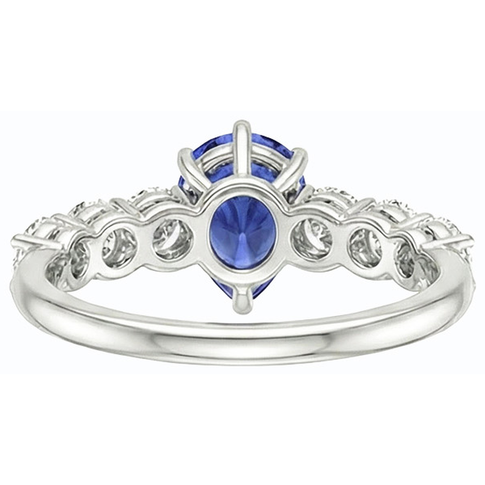 Anello da donna in pietra preziosa zaffiro blu a forma di pera con accenti 4 carati