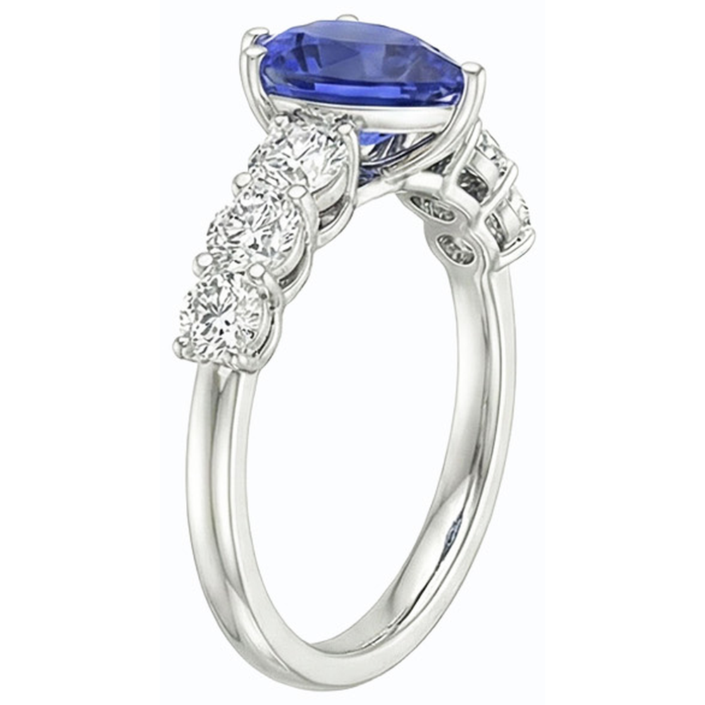 Anello da donna in pietra preziosa zaffiro blu a forma di pera con accenti 4 carati