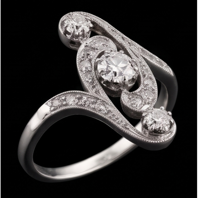 Anello da sposa in stile antico, rotondo, con taglio a miniera, 2,75 carati