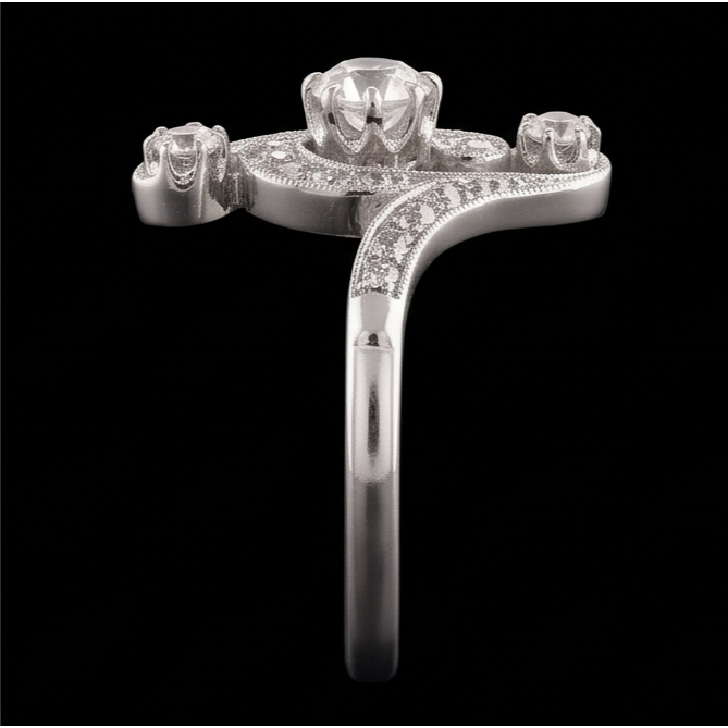 Anello da sposa in stile antico, rotondo, con taglio a miniera, 2,75 carati