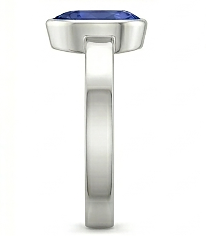 Anello da uomo con castone solitario, taglio a pera, zaffiro blu 2,50 carati