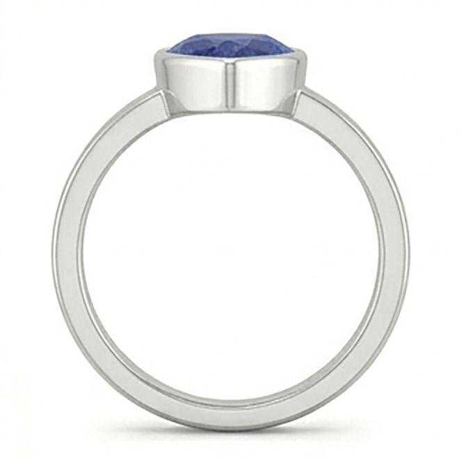 Anello da uomo con castone solitario, taglio a pera, zaffiro blu 2,50 carati