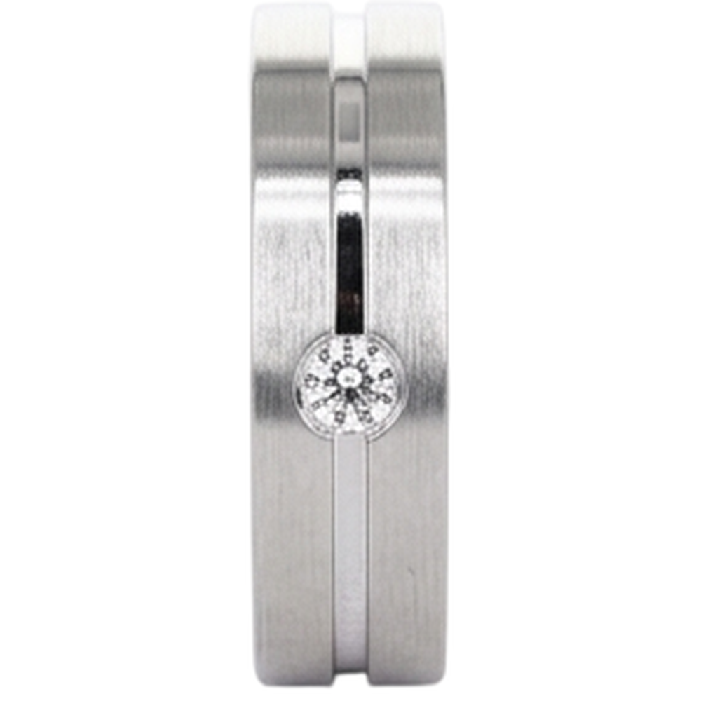 Anello da uomo con diamante rotondo con finitura spazzolata. oro bianco 14K 0.20 carati