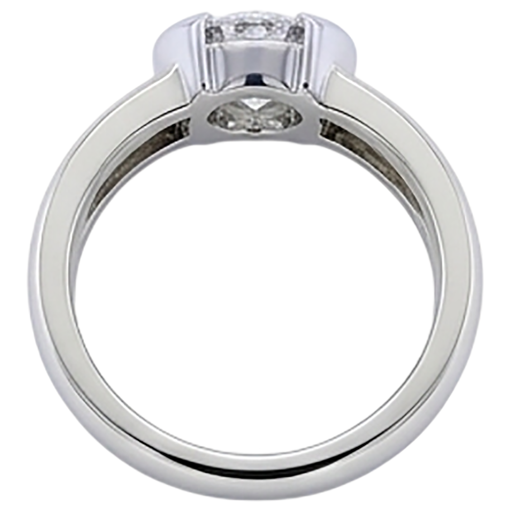 Anello da uomo con mezza lunetta in stile classico con diamante rotondo da 1 carato