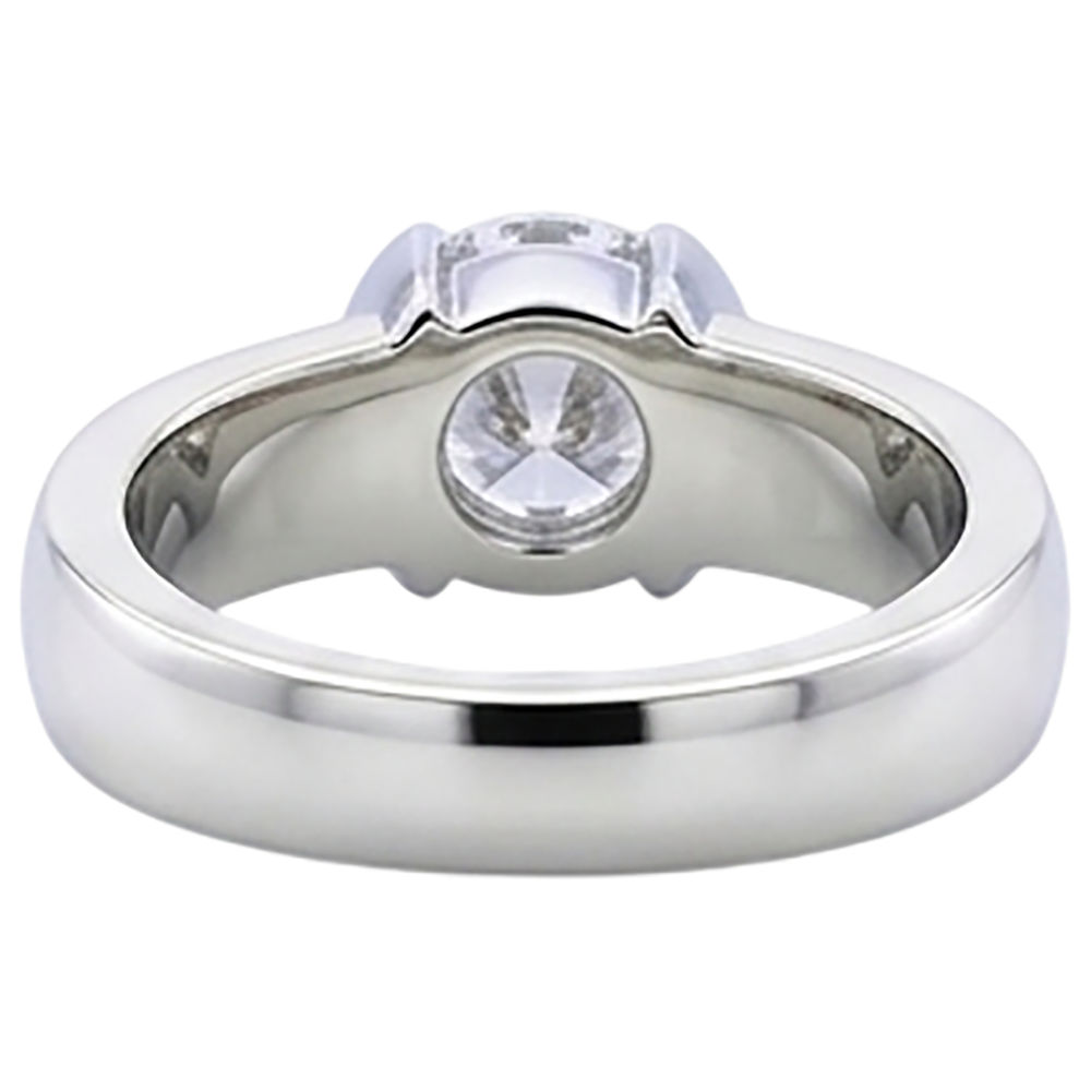 Anello da uomo con mezza lunetta in stile classico con diamante rotondo da 1 carato