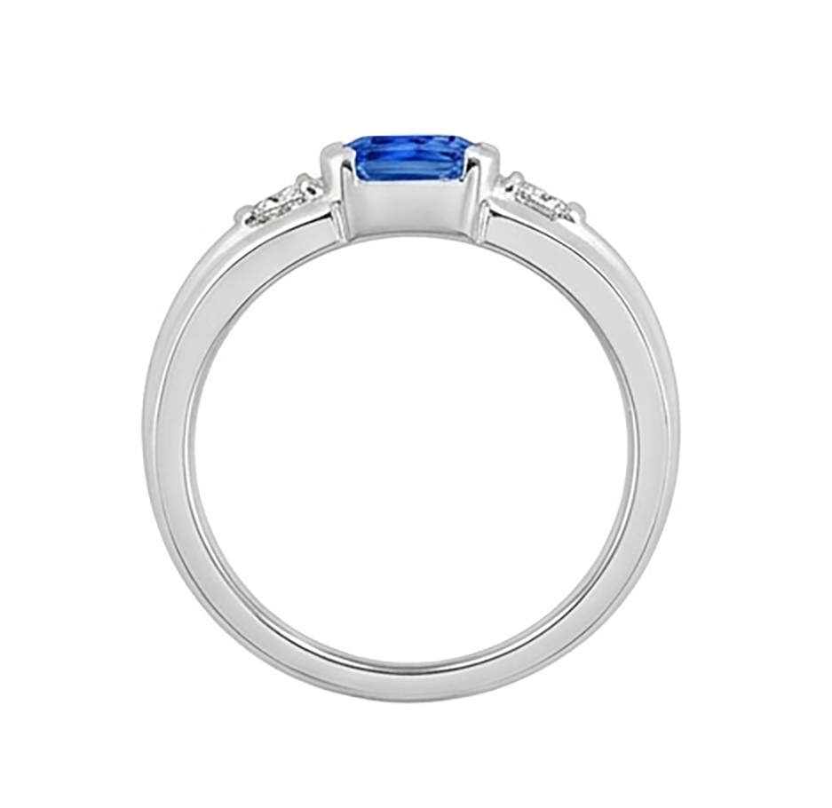 Anello da uomo con pietre preziose Princess Diamond Gold Bar Set Zaffiro blu 1,75 ct
