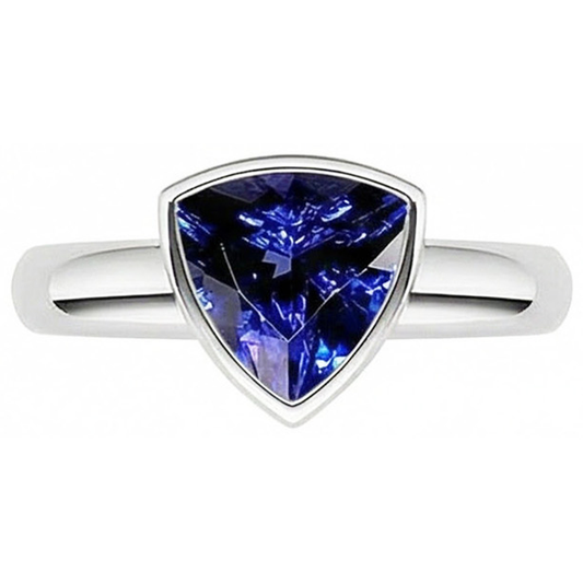 Anello da uomo con pietre preziose Solitario Trillion Bezel Set Ceylon Sapphire 3 Ct