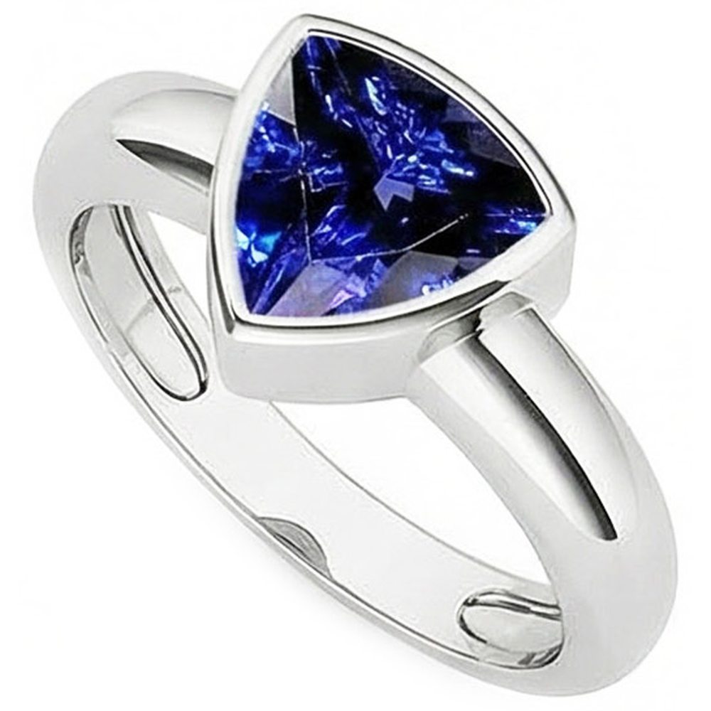 Anello da uomo con pietre preziose Solitario Trillion Bezel Set Ceylon Sapphire 3 Ct