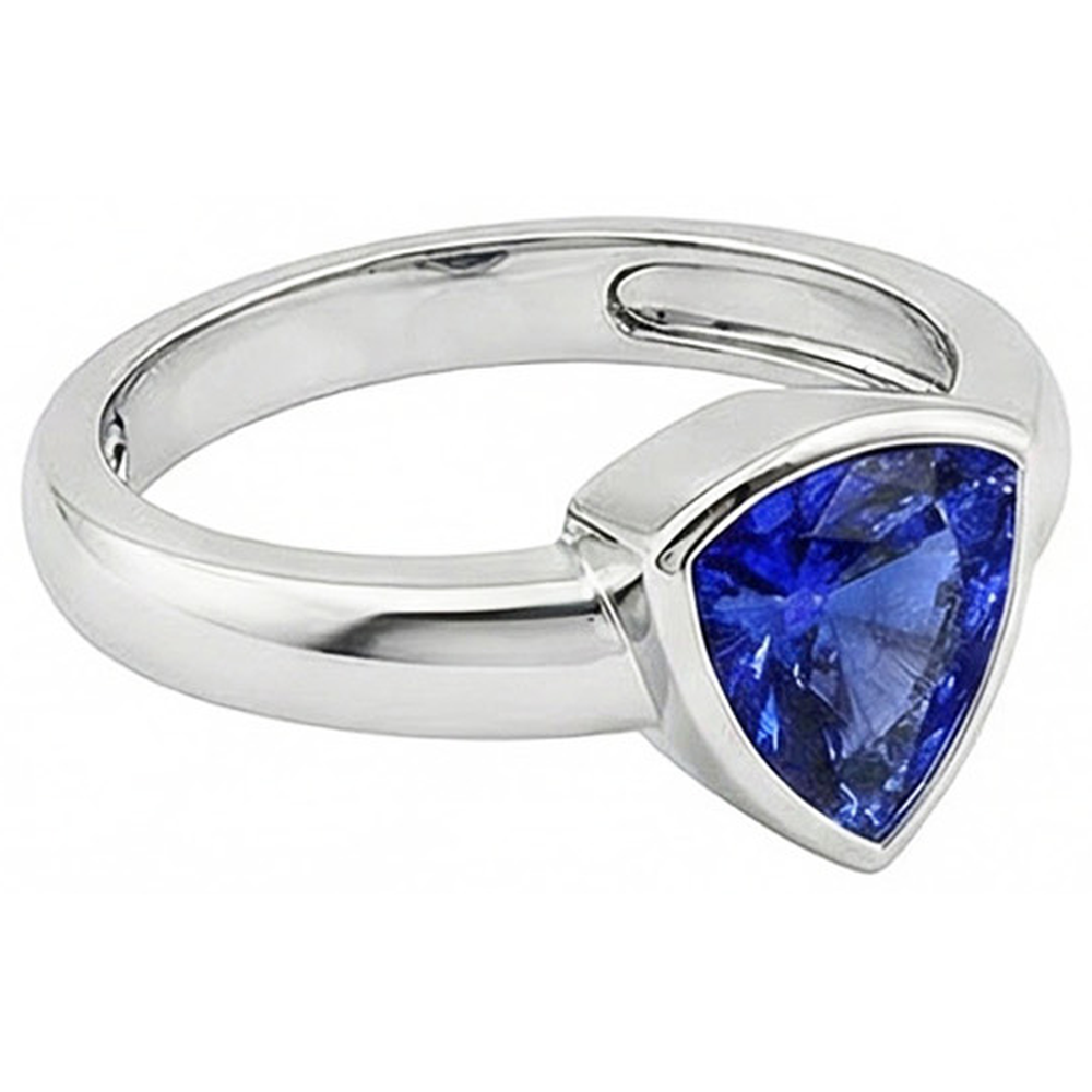 Anello da uomo con pietre preziose Solitario Trillion Bezel Set Ceylon Sapphire 3 Ct