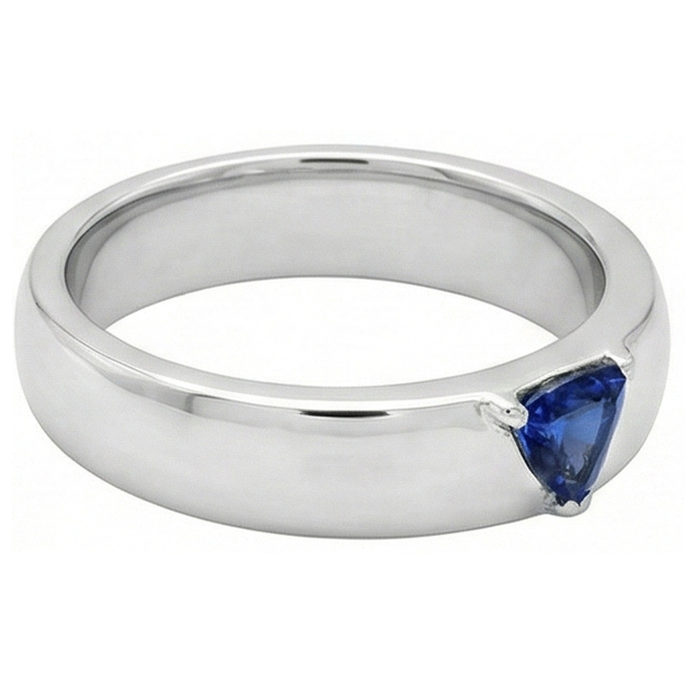 Anello da uomo con pietre preziose Solitario Trillion Deep Blue Sapphire Jewelry 0,50 Ct