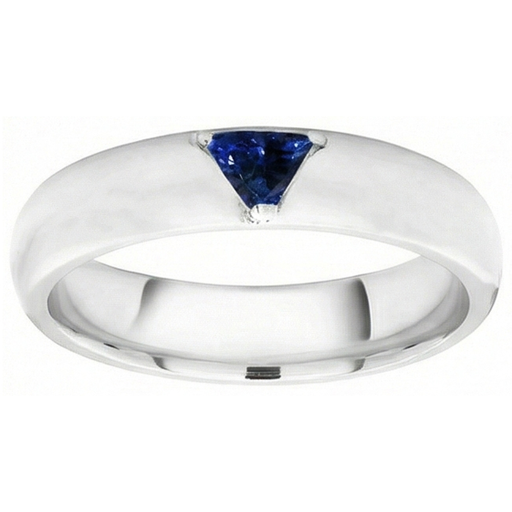 Anello da uomo con pietre preziose Solitario Trillion Deep Blue Sapphire Jewelry 0,50 Ct