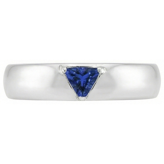 Anello da uomo con pietre preziose Solitario Trillion Deep Blue Sapphire Jewelry 0,50 Ct