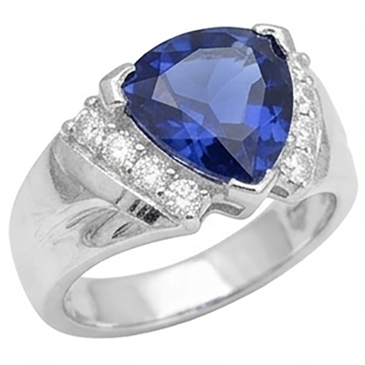 Anello da uomo con zaffiro Diamond Anniversary Trillion Stile vintage