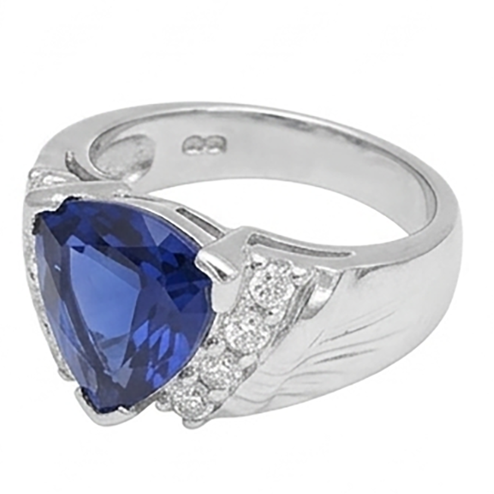 Anello da uomo con zaffiro Diamond Anniversary Trillion Stile vintage