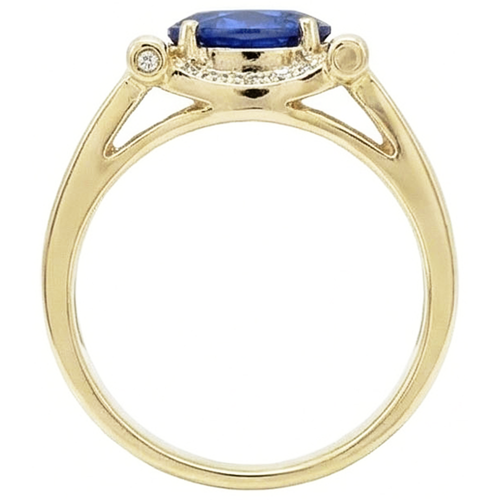 Anello da uomo con zaffiro di Ceylon e diamanti da 2,25 carati, gioielli in oro 14K