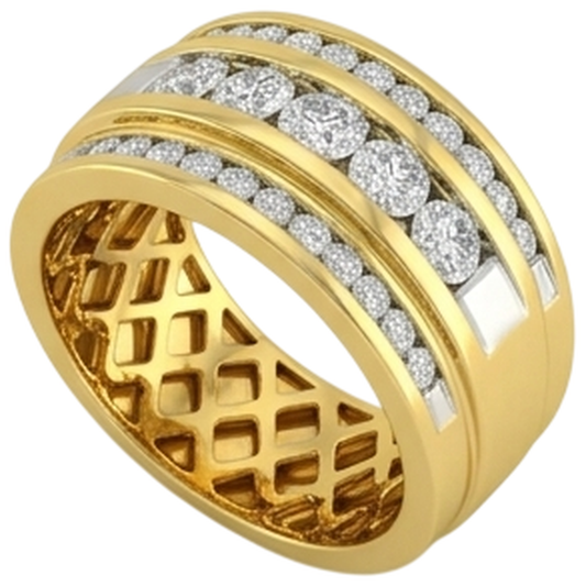 Anello da uomo in oro giallo 14K con diamanti da 2 Ct, gioielli Novità