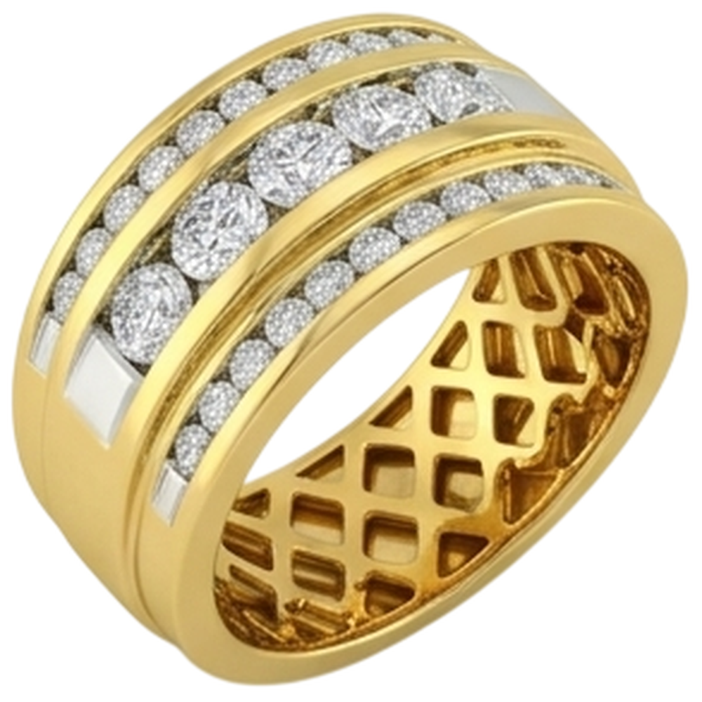 Anello da uomo in oro giallo 14K con diamanti da 2 Ct, gioielli Novità