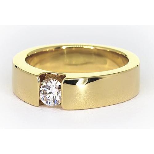 Anello da uomo in oro giallo 14 carati con diamanti rotondi da 1 carato a fascia elastica - harrychadent.it