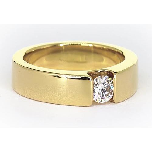 Anello da uomo in oro giallo 14 carati con diamanti rotondi da 1 carato a fascia elastica - harrychadent.it