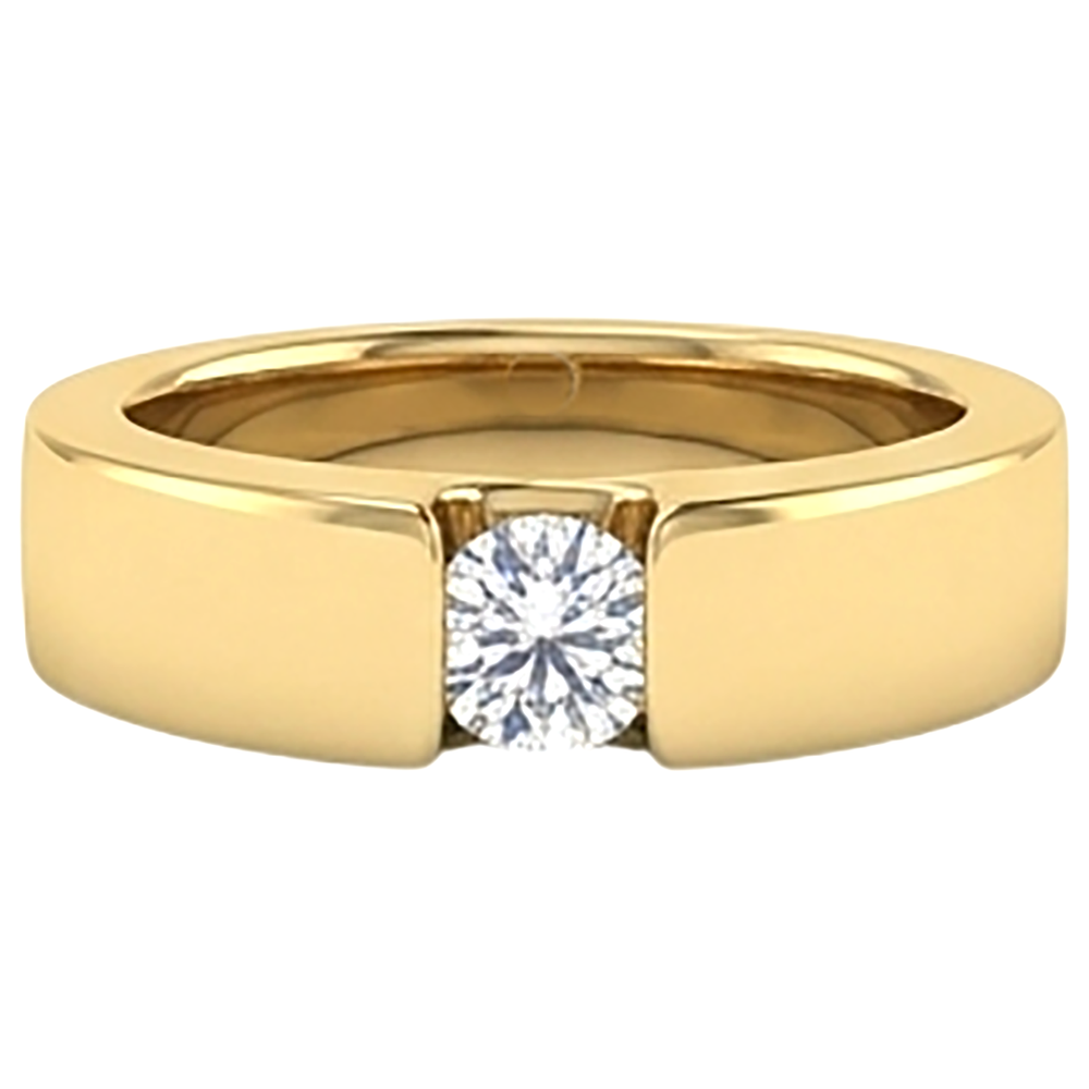 Anello da uomo in oro giallo 14K con diamanti rotondi da 1 carato a fascia elastica