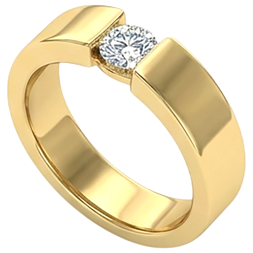Anello da uomo in oro giallo 14K con diamanti rotondi da 1 carato a fascia elastica